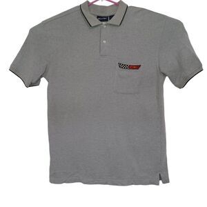 Puritan Chevrolet Racing Polo Shirt Mens Medium Short Sleeve Gray Pocket Logo
